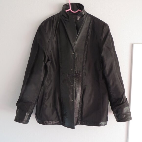 GAP woman's 100% genuine leather black jacket/coat size L - Picture 3 of 10